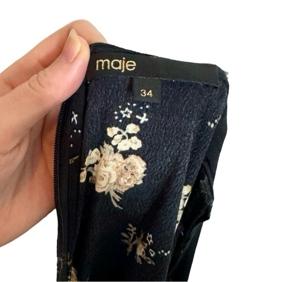 Maje Rasmus Floral Print Skater Long Sleeve Mini Dress Sz:34/US XS - Picture 9 of 15